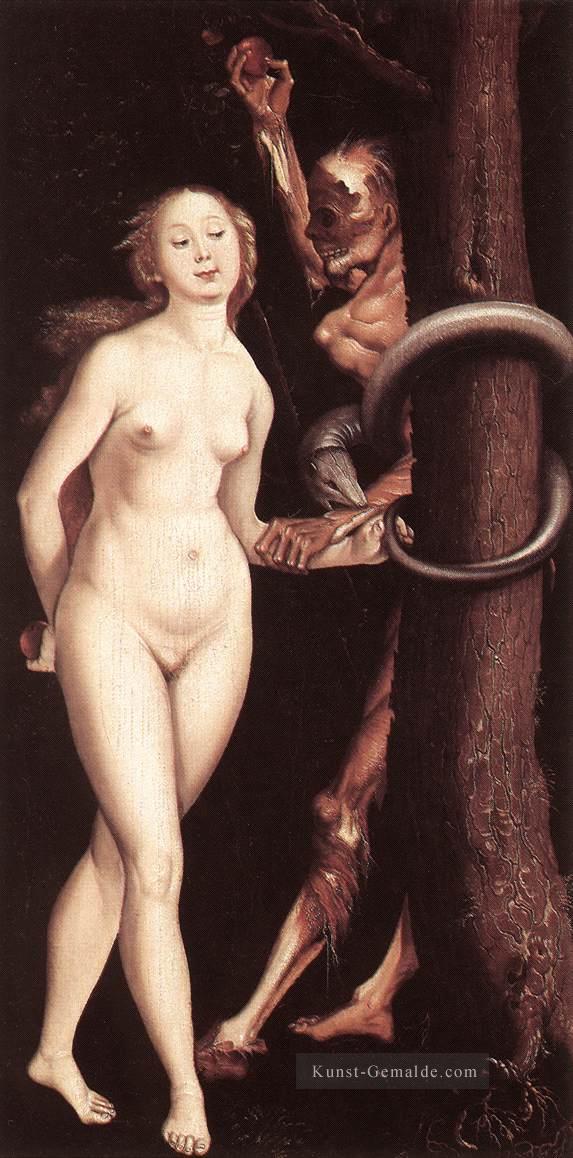 Eve Die Schlange und Tod Renaissance Nacktheit Maler Hans Baldung Ölgemälde
